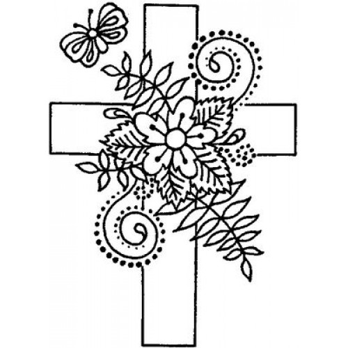 Силиконов печат кръст - Floral Cross ClearStamp 2x2
